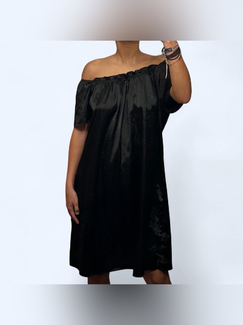 Goth Black Satin Babydoll Dress by Ekouaer!
